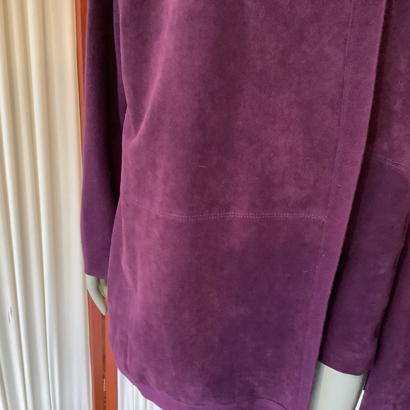 Calvin Klein Women's Knit & Faux Suede Open Cardigan & Matching Shell Purple 2X - Picture 9 of 11